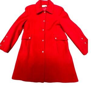MICHAEL Michael Kors 100% Red Wool Coat, Snap, Zipper, Size 14 Womens